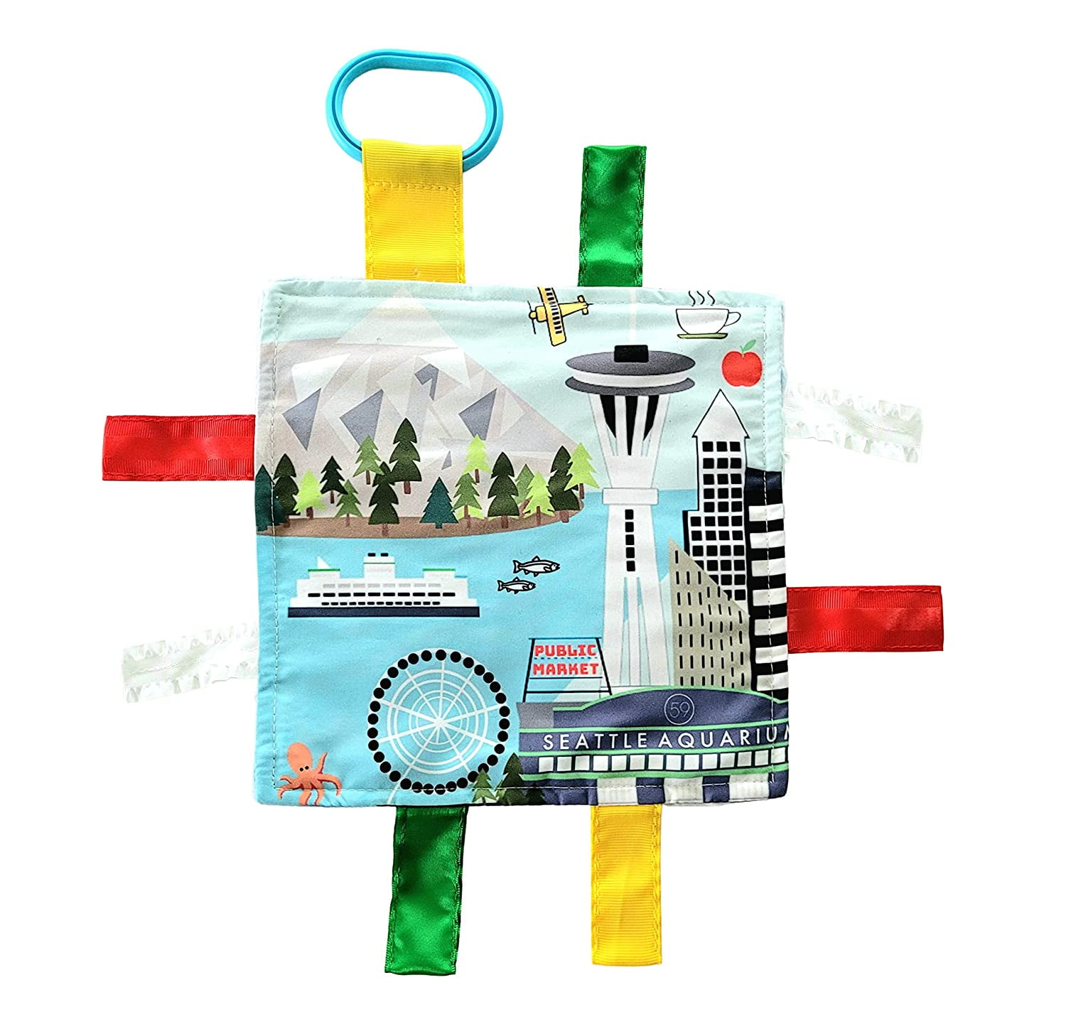 Baby Jack & Co 8x8” Learning Lovey Seattle Washington Tag Toys for