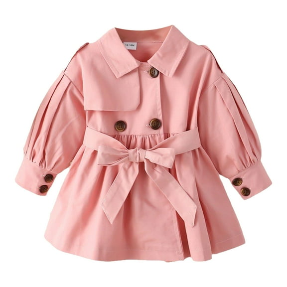 Baby Jacket,Coat Autumn Toddler Kids Lapel Double Belt Windproof Windbreaker for Casual Outerwear,Infant Winter Coat,Pink,12=24m