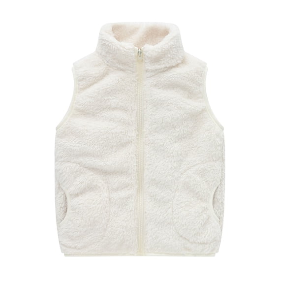 Baby Jacket Toddler Baby Boys Girls Solid Color Plush Cute Winter Thick Casual Keep Warm Singlet Coat Jacket New Fall Jackets Winter Outerwear White 5-6T