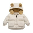 thumbnail image 1 of Baby Jacket,Toddler Winter Jacket Bear Ears Hooded Padded Coat Warm Thick Outerwear,Toddler Jacket,Z01 Beige,2-3 Years, 1 of 9