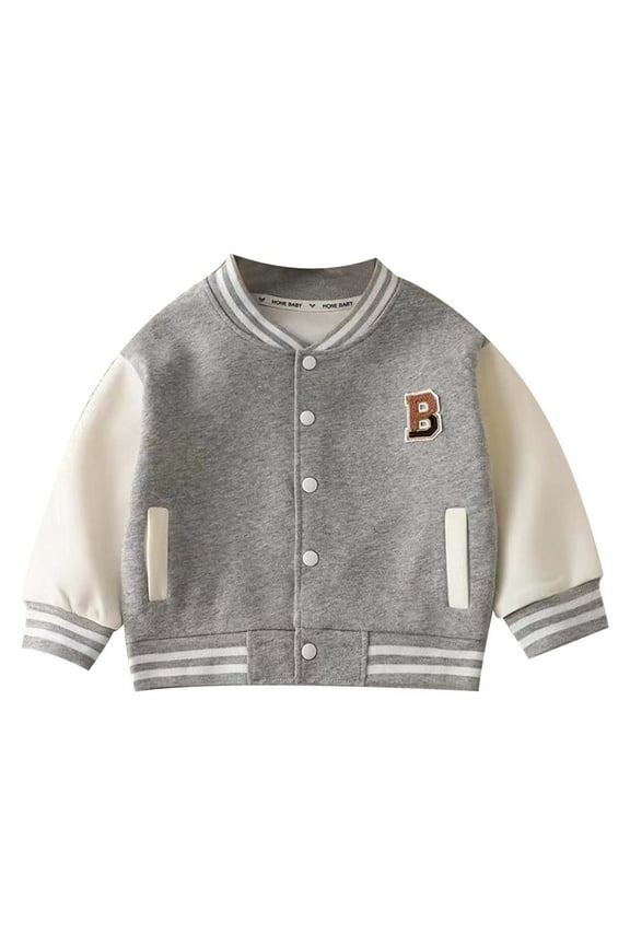 Baby Jacket for Kids Button Letter Embroidery Baseball Jacket Girls Light Jacket Girls Winter Jacket Clothes for Kids 6-12 Months