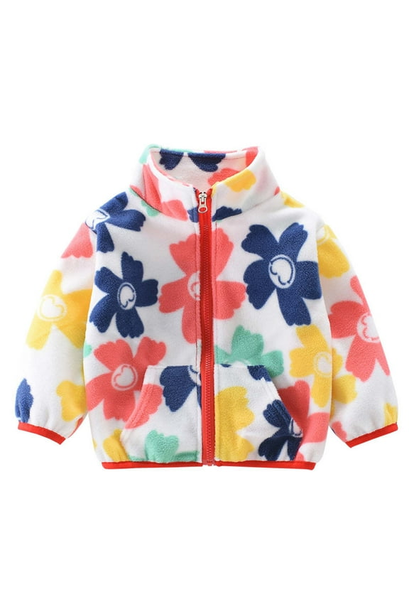 Baby Jackets for Girls Children's Spring Jackets Girls' Fleece Warm Tops Fashionable Korean Style Fleece Tops Winter Clothes for Going Out New Fall Jackets Winter Outerwear Multicolor 12 Months