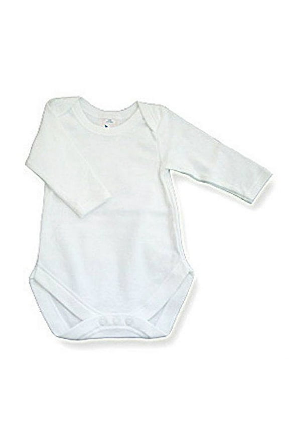 100% Cotton Long Sleeve Snap Crotch One Piece Onesie Bodysuit (18-24 Months, White)