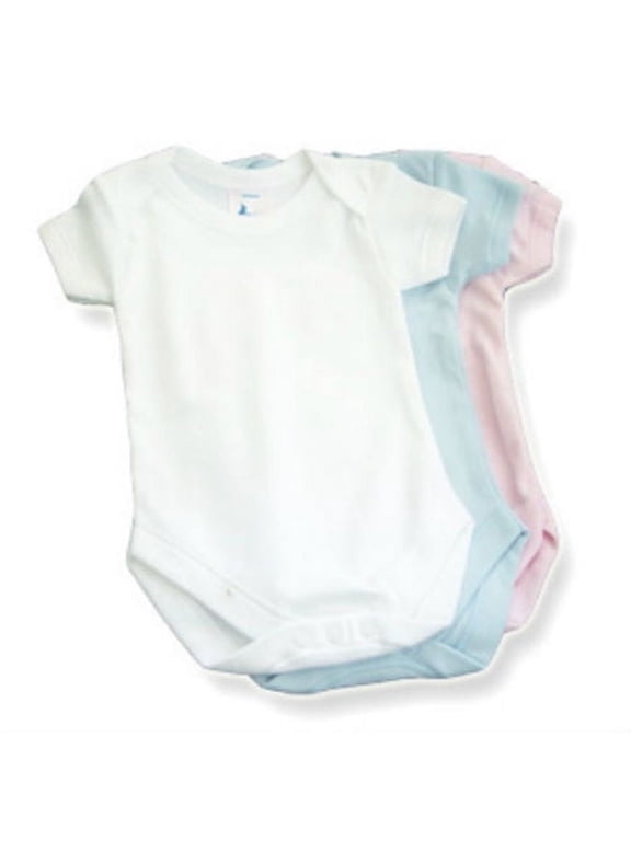 100% Cotton Short Sleeve Snap Crotch One-Piece Onesie Bodysuit (6-12 Months, Blue)