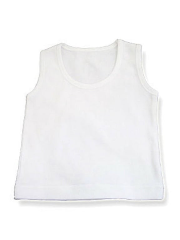 100% Cotton White Sleeveless Shirt Tank Top Infant Toddler (0-3 Months, White)