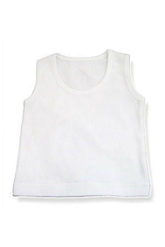 100% Cotton White Sleeveless Shirt Tank Top Infant Toddler (6-12 Months, White)