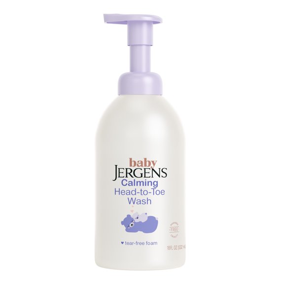 Baby Jergens Calming Head-to-Toe Foaming Wash, Tear-free Baby Shampoo and Body Wash, 18 fl oz