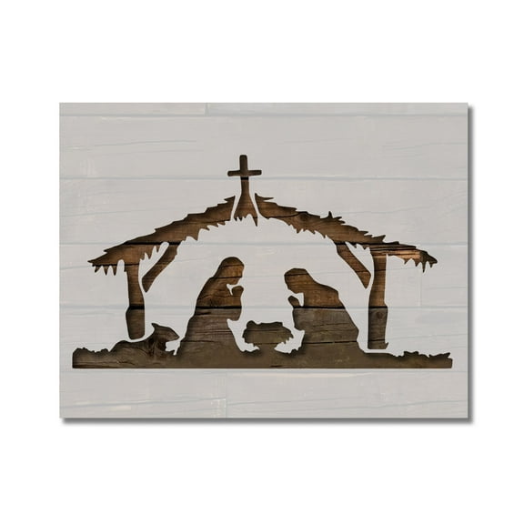 Baby Jesus Stencil Bethlehem Manger Christmas Template Reusable 8.5 x 11 for Painting on Walls, Wood, Etc. By Stencilville