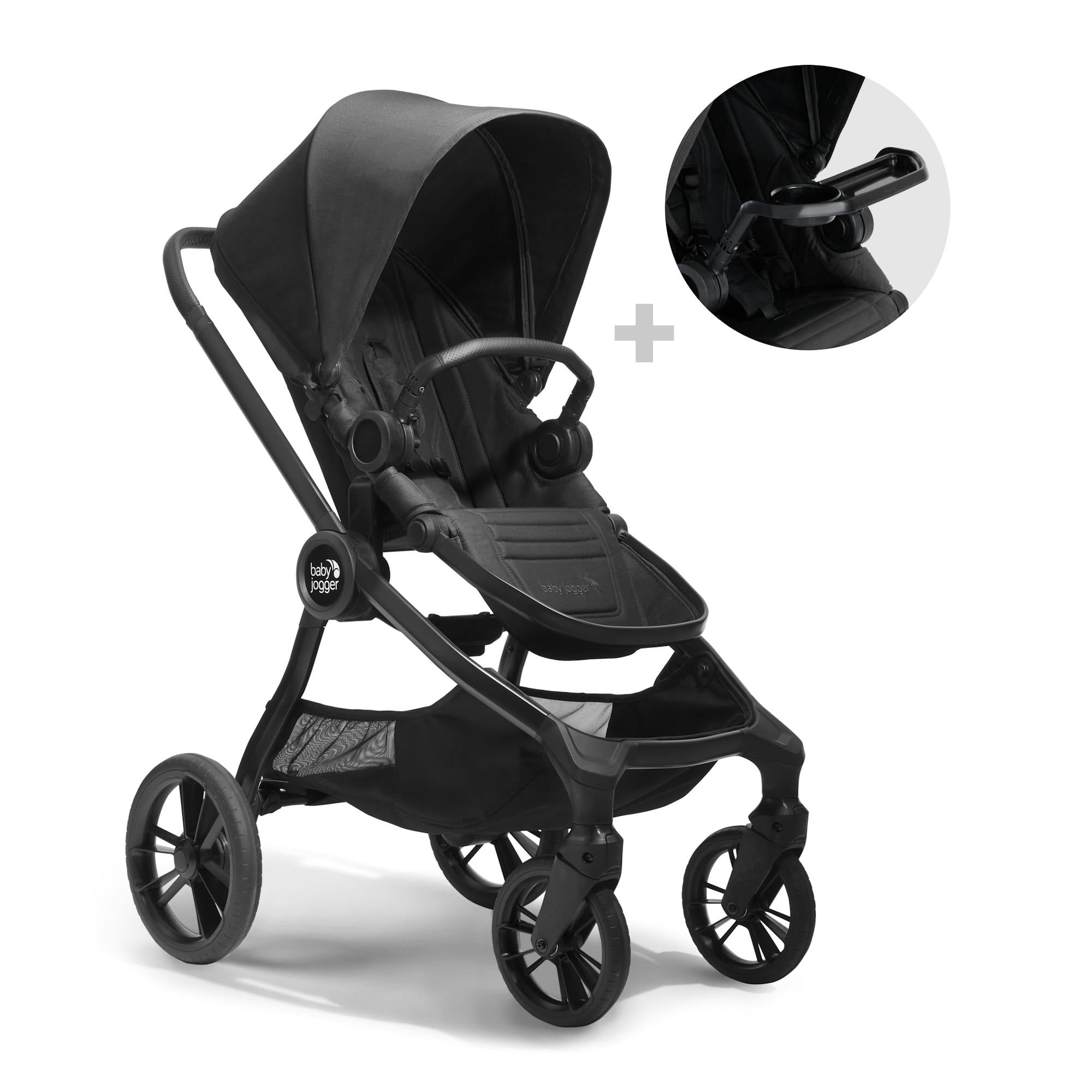 Dark Slate All-Terrain Single Baby Stroller with Vegan Leather Accents