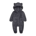 thumbnail image 1 of Baby Jumpsuit Baby Snowsuits Winter Fleece Romper with Hood Newborn Bear Snowsuit Boy and Girl One Piece Suit for 0-12 Months, Grey, 3-6 Months, 1 of 7
