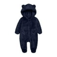 thumbnail image 1 of Baby Jumpsuit Baby Snowsuits Winter Romper with Hood Bear Snowsuit Boy and Girl One Piece Suit for 0-12 Months, Navy, 3-6 Months, 1 of 7