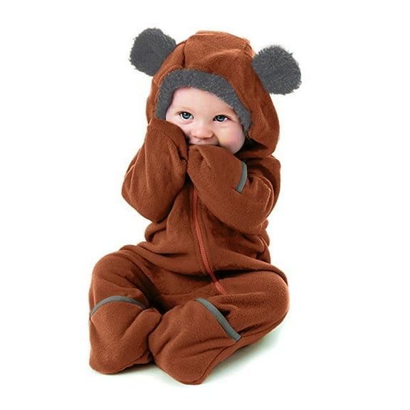 Baby Jumpsuit Cute Cartoon Animal Outfit Romper Hooded Baby Clothes for Girls 12-18 Months