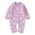 thumbnail image 1 of Baby Jumpsuit Easter Bunny Knit Sweater Romper Long Sleeve Jumpsuit Clothes for Unisex Purple 6 Months-12 Months, 1 of 2
