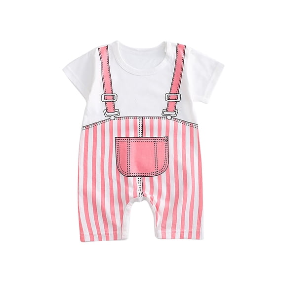 Baby Jumpsuit Girl Boy Short Sleeve Cotton Soft Jumpsuit Outfit Clothes Funny Print Newborn Infant One-Piece Rompers On Clearance