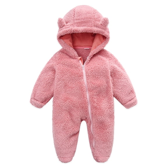 Baby Jumpsuit, Long Sleeve Hooded Zipper Closure Winter Romper Clothes for Boys Girls