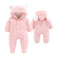 thumbnail image 1 of Baby Jumpsuit Winter Snowsuits with Hood Romper Unisex Warm Overall Mit Kapuze Outfits Size 0-12 Months, Pink, 3-6 Months, 1 of 9