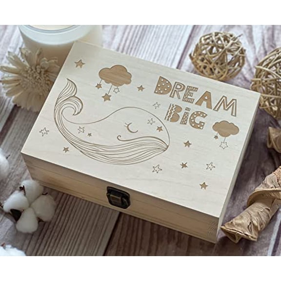 Baby Keepsake Dream Big Treasure for Kids Baby 1st Birthday Gift Memory Boys Keepsake 8.5 in x 6 in x 3 in Natural Color