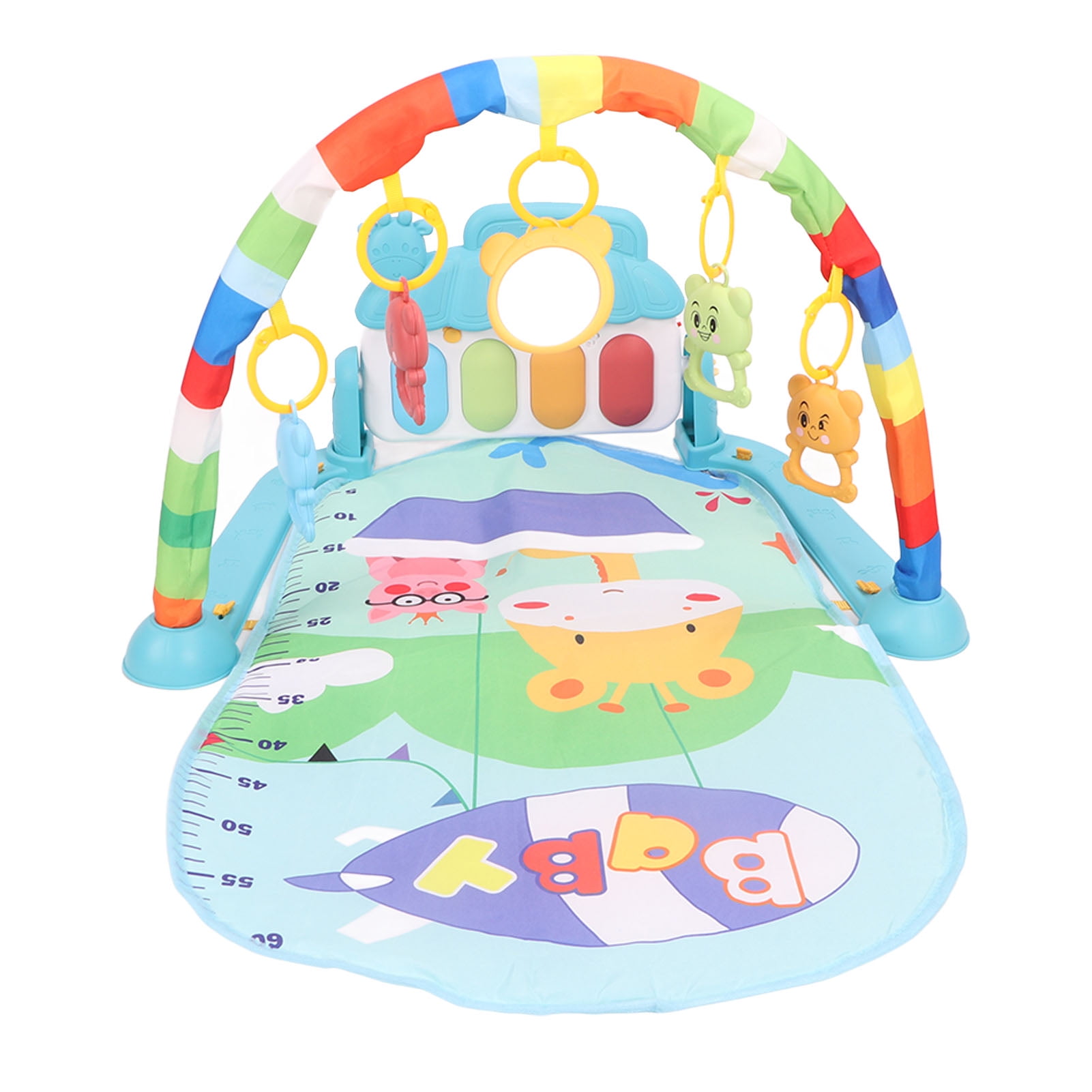 Baby Kick Play Piano Gym Playmat Infant Activity Gym Mat With Sound Light And 5 Linkable Toys