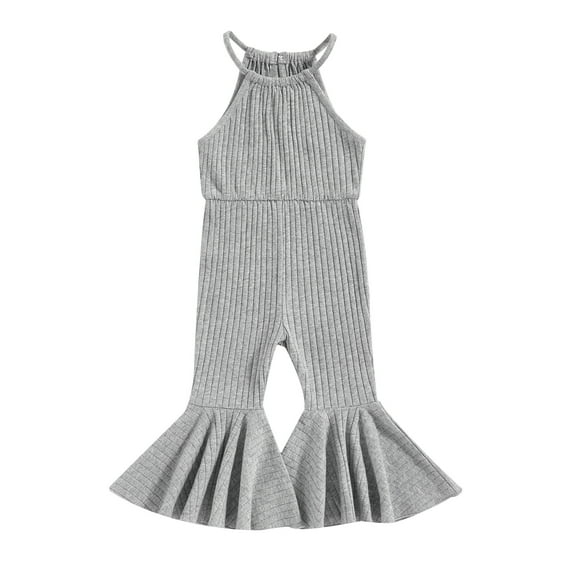 Baby Kid Girls Jumpsuit, 12 18 24M 3 4T Sleeveless Solid Summer Long Flare Pants for Party Casual
