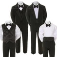 thumbnail image 1 of Baby Kid Teen 6pc BOY Wedding Formal Black Tail Vest Cummerbund Tuxedo Suit S-20, 1 of 7