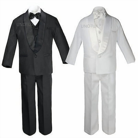 Baby Kid Teen Wedding Black White Pick Formal Shawl Lapel Tuxedo Boy Suit S-20