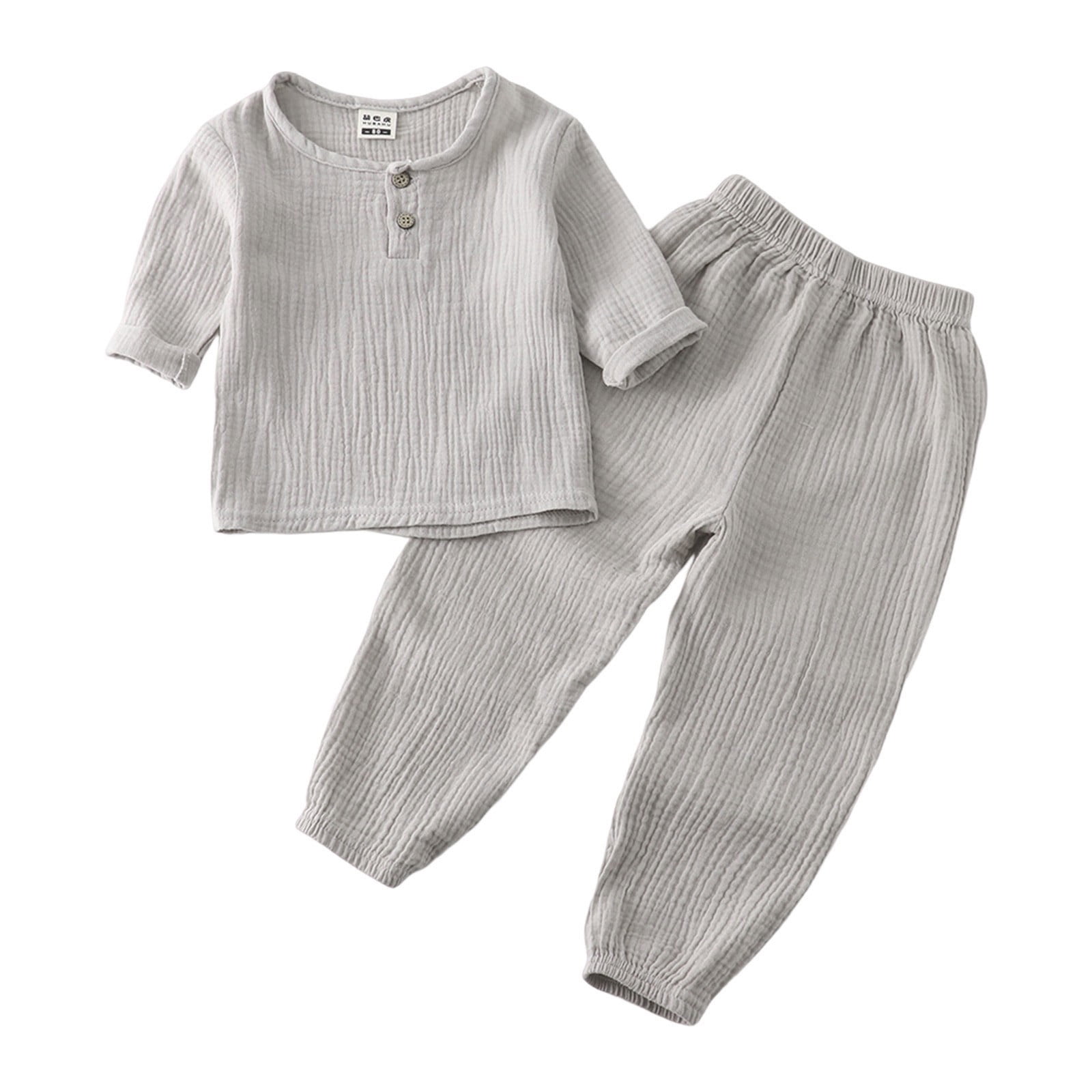 Baby Kids Baby Boys Solid Pullover Long Sleeve Cotton Linen Sweatshirt