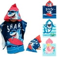 thumbnail image 1 of Baby Kids Bath and Beach Hooded Towel Wrap, 24" x 48", Dark blue Shark, 1 of 8