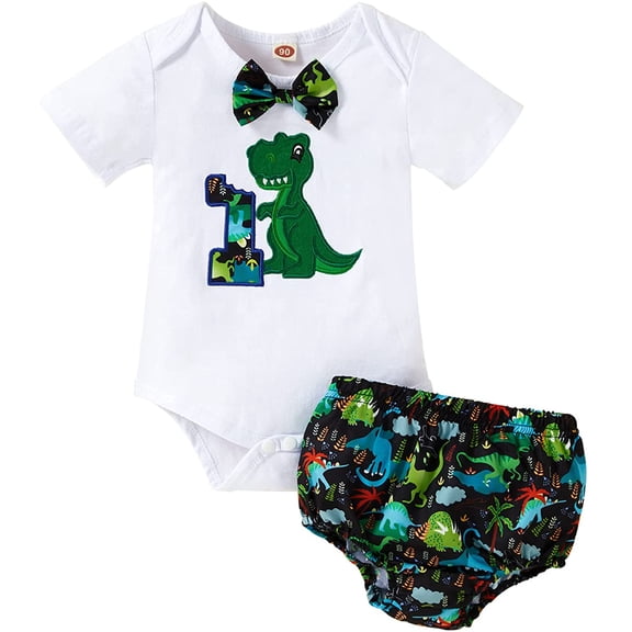 Baby Kids Birthday Wild one Outfits Infant Boy Animals Gentleman Bodysuit Cake Smash Party Clothes(White1,15-18m)