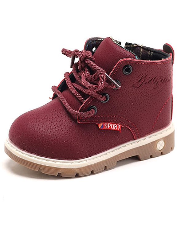 Baby Kids Boots - Boys Girls Rubber Sole PU Leather Shoes Hiking Ankle Boots Toddler/Little Kid