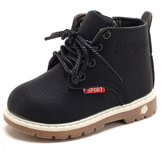 Baby Kids Boots - Boys Girls Rubber Sole PU Leather Shoes Hiking Ankle Boots Toddler/Little Kid