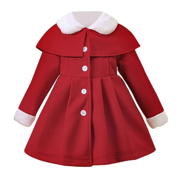 Baby Kids Boys Girls Classic Wool Blend Coat Cloak Button Jacket Long Sleeve Trench Coat Peacoat with Pockets Winter Coat Outfits for Toddler Kids 18-24 Months
