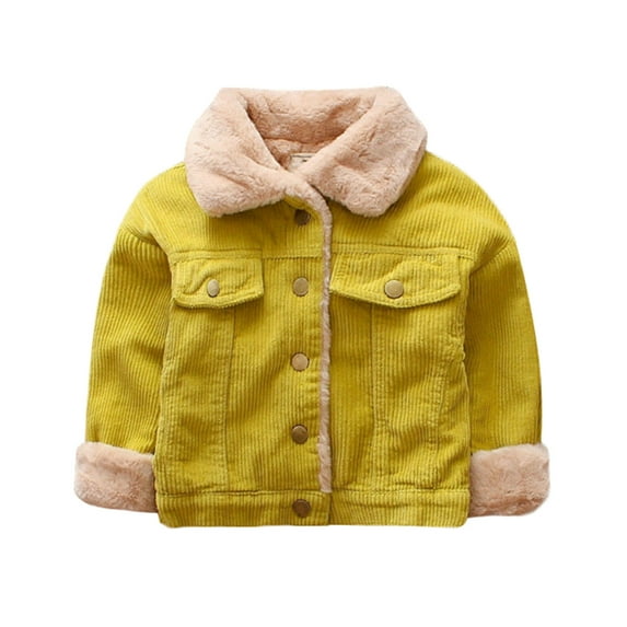 Baby Kids Boys Girls Corduroy Jacket Lapel Button Down Thick Warm Lined Winter Warm Clothes Winter Coat Outfits for New Years Gifts 2T