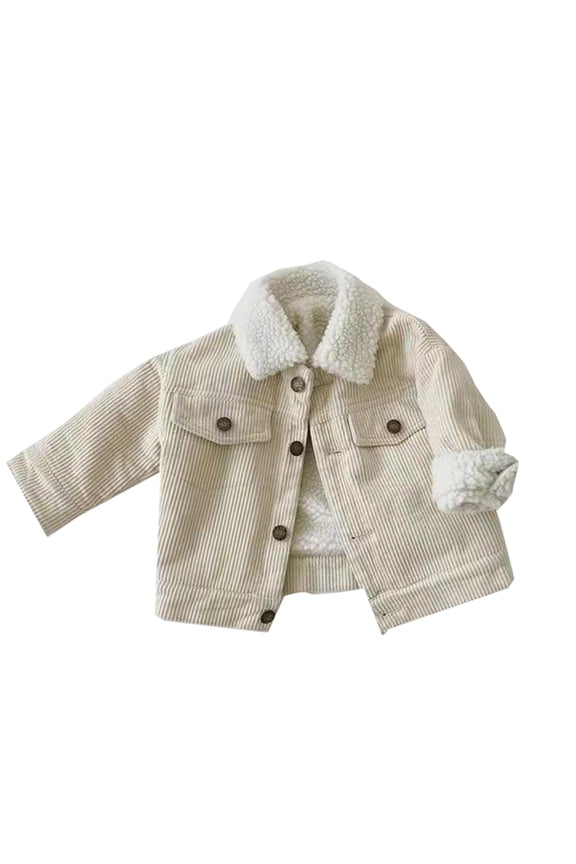 Baby Kids Boys Girls Corduroy Jacket Solid Button Up Thicked Warm Sherpa Lined Winter Warm Clothes Baby Winter Coat Outfits for Toddler Kids 3-4 Years