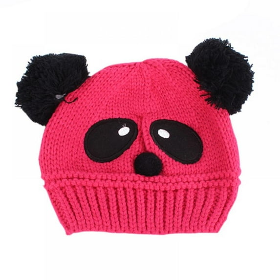 Baby Kids Cartoon Panda Ball Handmade Knitted Crochet Beanie Cap Winter Hat,1-8 Years