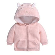WICVIK Baby Kids Clothes Kids Baby Boys Girls Winter Fleece Hooded Jacket Fall Coat Clearance Sale Newborn Infant Baby Boys Girl Cartoon Ear Hooded Pullover Tops Warm Clothes Coat Pink 9-12 Months