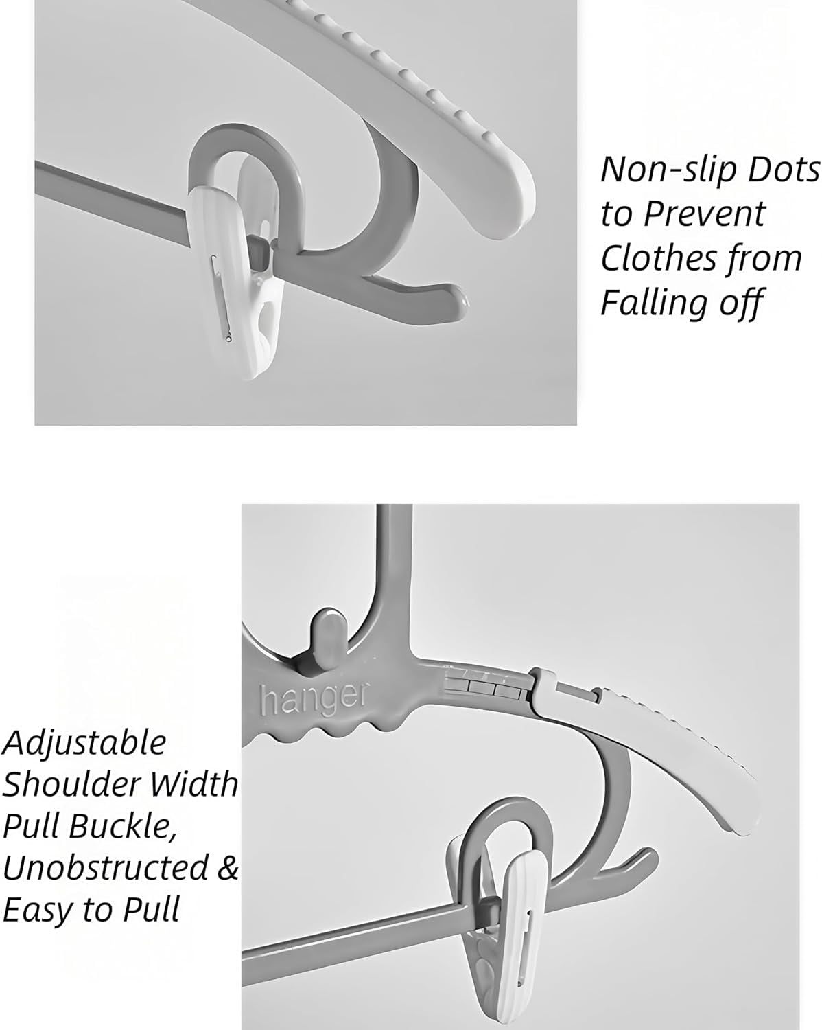 Baby Kids Clothes Hangers with Clips, 10 Pack Toddler Infant Childrens Hanger for Closet, Plastic Adjustable Stackable Hangers for Baby Clothes