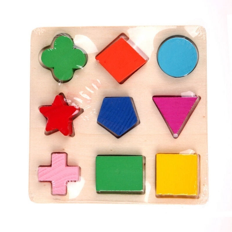 Baby Kids Educational Puzzle Early Learning Wooden Geometry Wool Toys ...