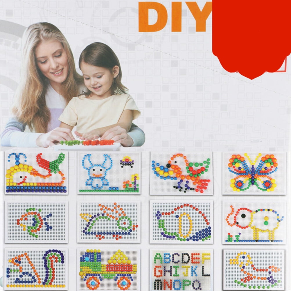 Baby Kids Educational Toy, 93Pcs DIY Mosaic Picture Puzzle Pegboard