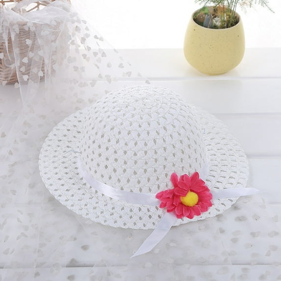 Baby Kids Girl Summer Big Girl Knits Floral Flower Straw Visor Toddler Cat Girl Sun Hat Beach Hats 1.0 Cap for Winter Kids Toddler Snow Hat Boy