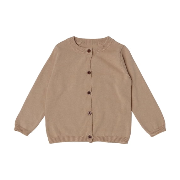 Baby Kids Girls Long Sleeve Button Cardigan Sweater Crew Neck Knitwear ...