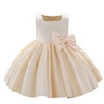 thumbnail image 1 of Baby Kids Girls Princess Lace Dress Sleeveless Bowknot Tutu Tulle Dresses Toddler Girls Satin Embroidery Rhinestone Bowknot Birthday Party Gown Long Dresses 12-18 Months, 1 of 8