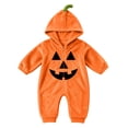 thumbnail image 1 of Baby Kids Halloween Onesie Pumpkin Cosplay Costume for Boy Girl Soft Fleece Plush Flannel Jumpsuit Zip Up Hoodies Casual Party Outfits Funny One Piece with Pockets Orange 2 6-12 Months, 1 of 6