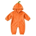 thumbnail image 1 of Baby Kids Halloween Onesie Pumpkin Cosplay Costume for Boy Girl Soft Fleece Plush Flannel Jumpsuit Zip Up Hoodies Casual Party Outfits Funny One Piece with Pockets Orange 9 12-18 Months, 1 of 6