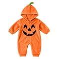 thumbnail image 1 of Baby Kids Halloween Onesie Pumpkin Cosplay Costume for Boy Girl Soft Fleece Plush Flannel Jumpsuit Zip Up Hoodies Casual Party Outfits Funny One Piece with Pockets Orange 7 18-24 Months, 1 of 6
