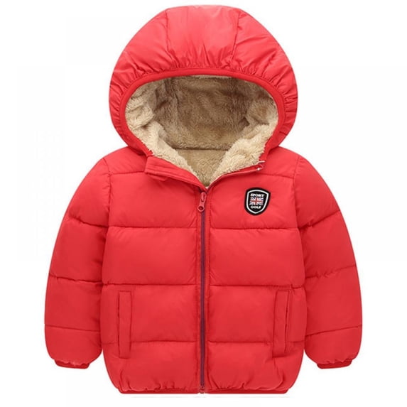 Baby Kids Hooded Winter Coat Puffer Down Jacket Windproof Fleece Lined