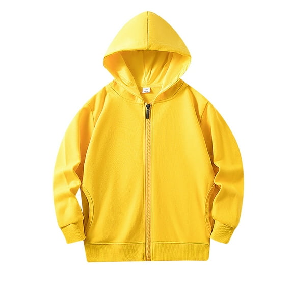 Baby Kids Long Sleeve Solid Color Zipper Hoodies Sweatshirts Top Children Unisex Soft Coat Blouse With Pocket Size 7-8T