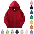 thumbnail image 1 of Baby Kids Long Sleeve Solid Color Zipper Hoodies Sweatshirts Top Children Unisex Soft Coat Blouse with Pocket Boys Large Sweatshirts 8-9 Years, 1 of 7