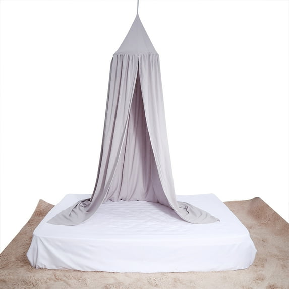 Baby Kids Round Dome Bed Canopy Cotton Netting Curtain Cover Home Bedroom Decoration (Grey)