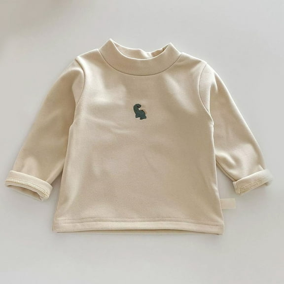 Baby Kids Thermal Shirt Beige Boys Fall Long Sleeve Shirts Girls Turtle Neck Basic Tops Fall Clothes Clothes for 6-12 Months Old Girls