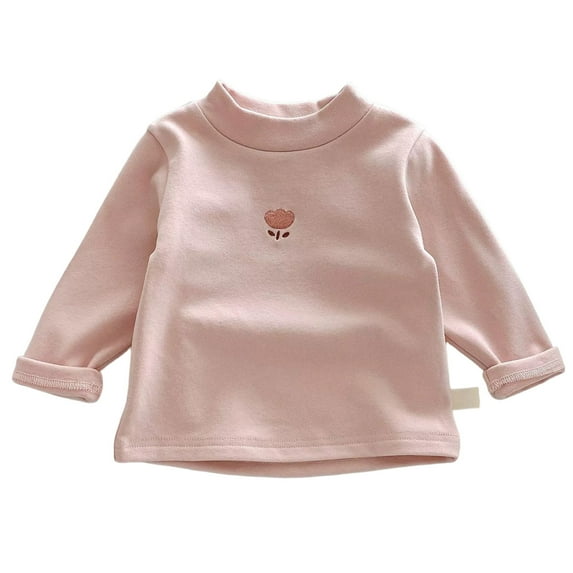 Baby Kids Thermal Shirt Pink Long Sleeve Toddler Shirt Girls Turtleneck T-Shirts Boys Fall Shirts Girls Size 6-12 Months Tops